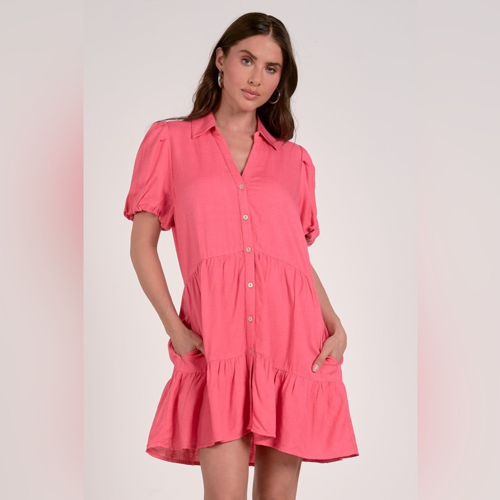 Elan Button Front Shirt Dress